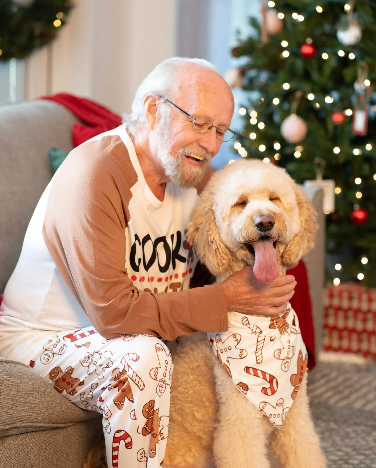 PatPat Family Matching Christmas Pajamas Gingerbread Print Khaki