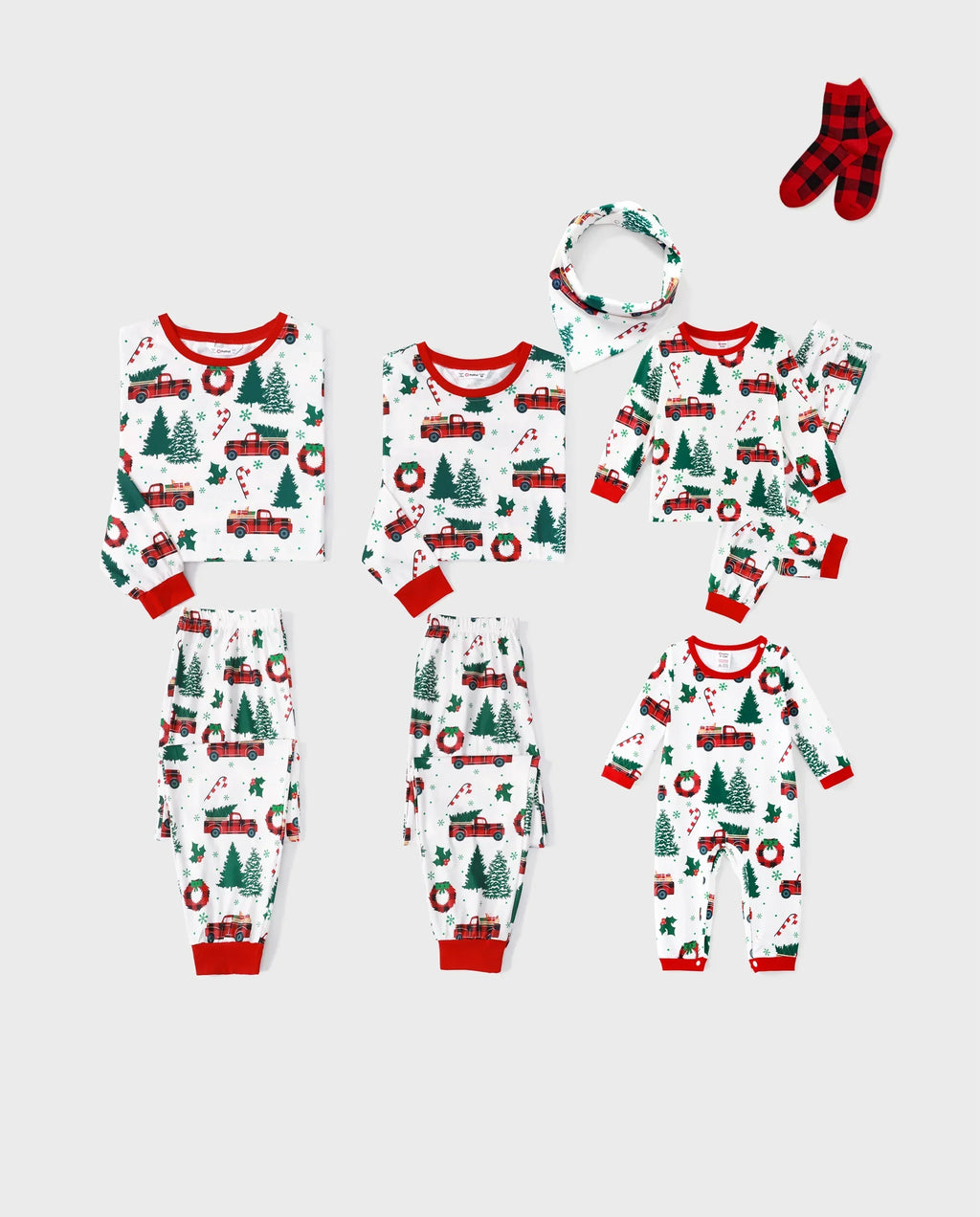 PatPat Matching Family Christmas Pajamas Christmas Tree & Car Print