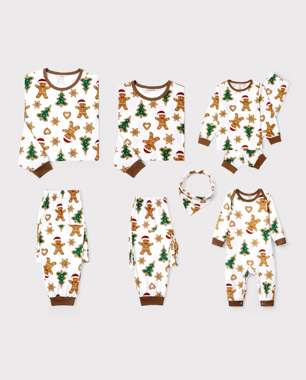 PatPat Family Matching Christmas Pajamas Gingerbread & Christmas Tree Brown