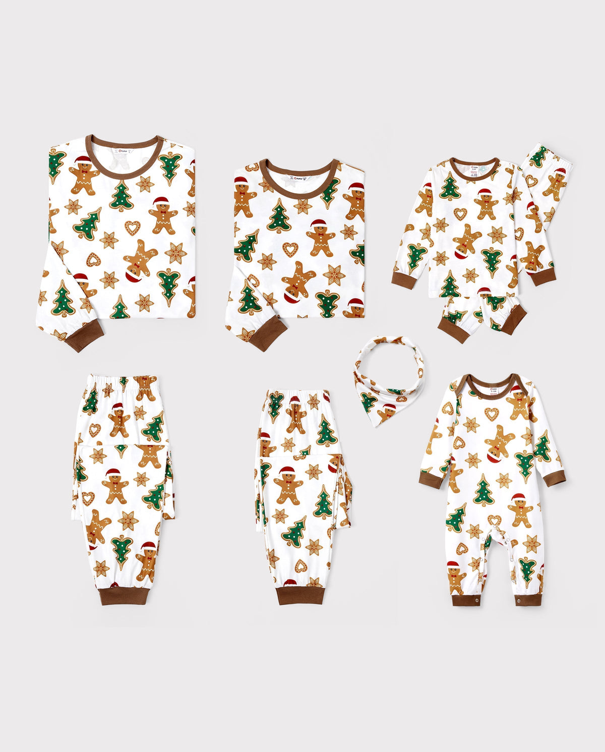 PatPat Family Matching Christmas Pajamas Gingerbread & Christmas Tree Brown