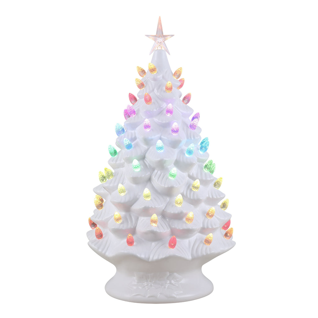 24 in. White Nostalgic Ceramic Tree with Light Show