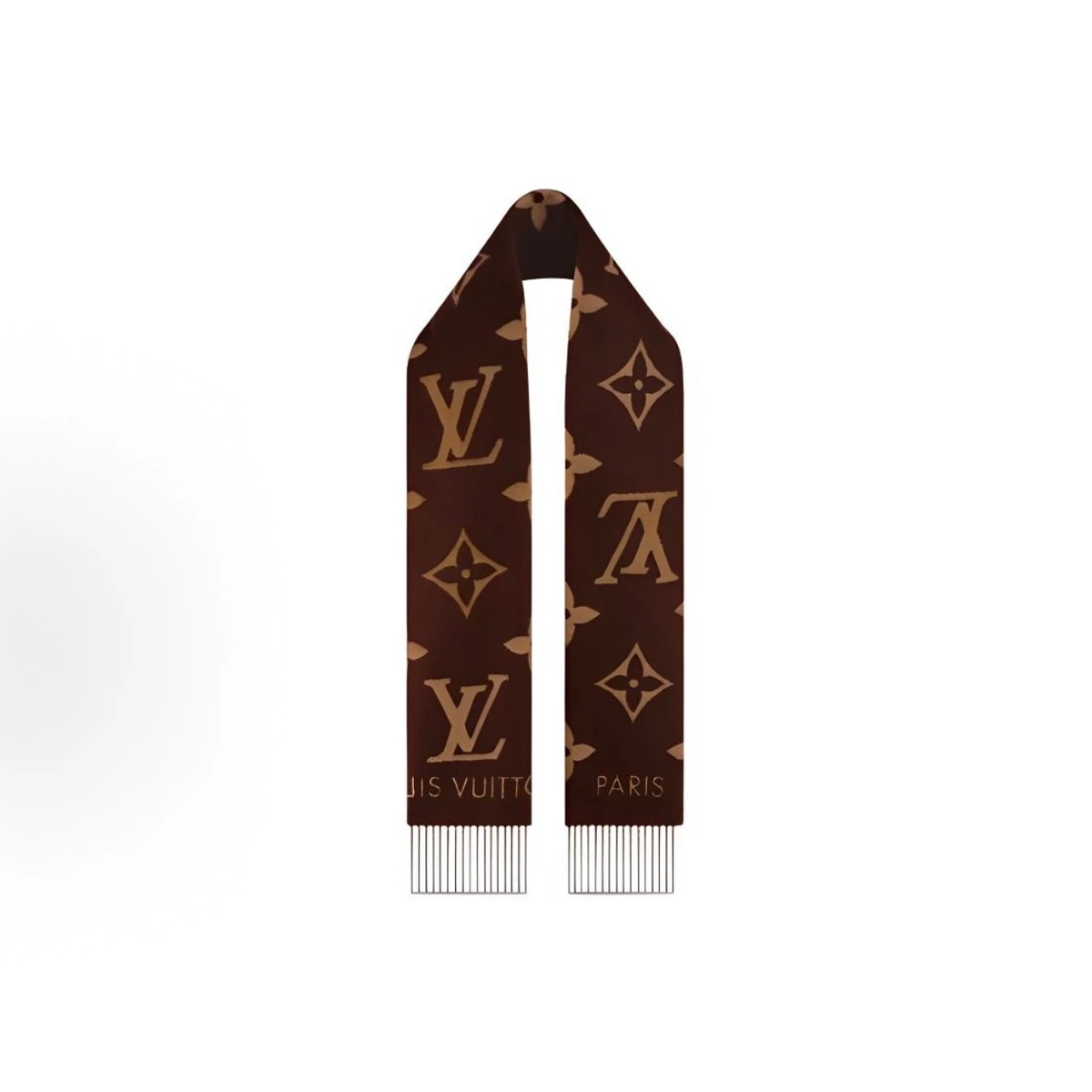Reversible Brown Monogram Cashmere Winter Scarf