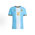 Messi 26 Season #10 Away Soccer Jersey, Player Version, Men Slim Fit Short Sleeve Crew Neck Striped Quick Dry Football Shirt