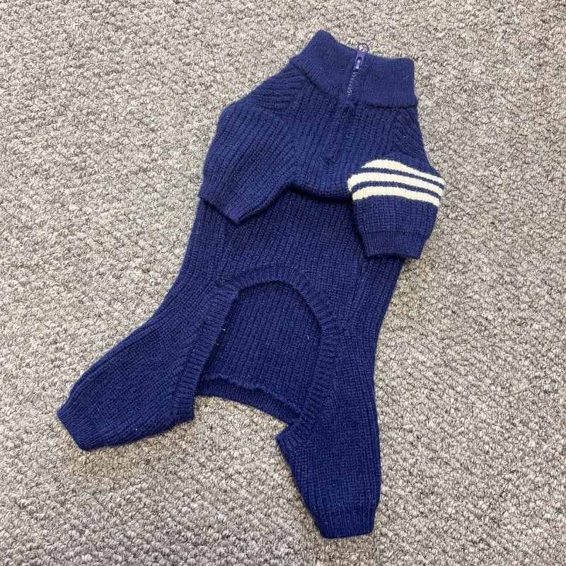 Warm Striped Knitted Dog Jumpsuits Cape