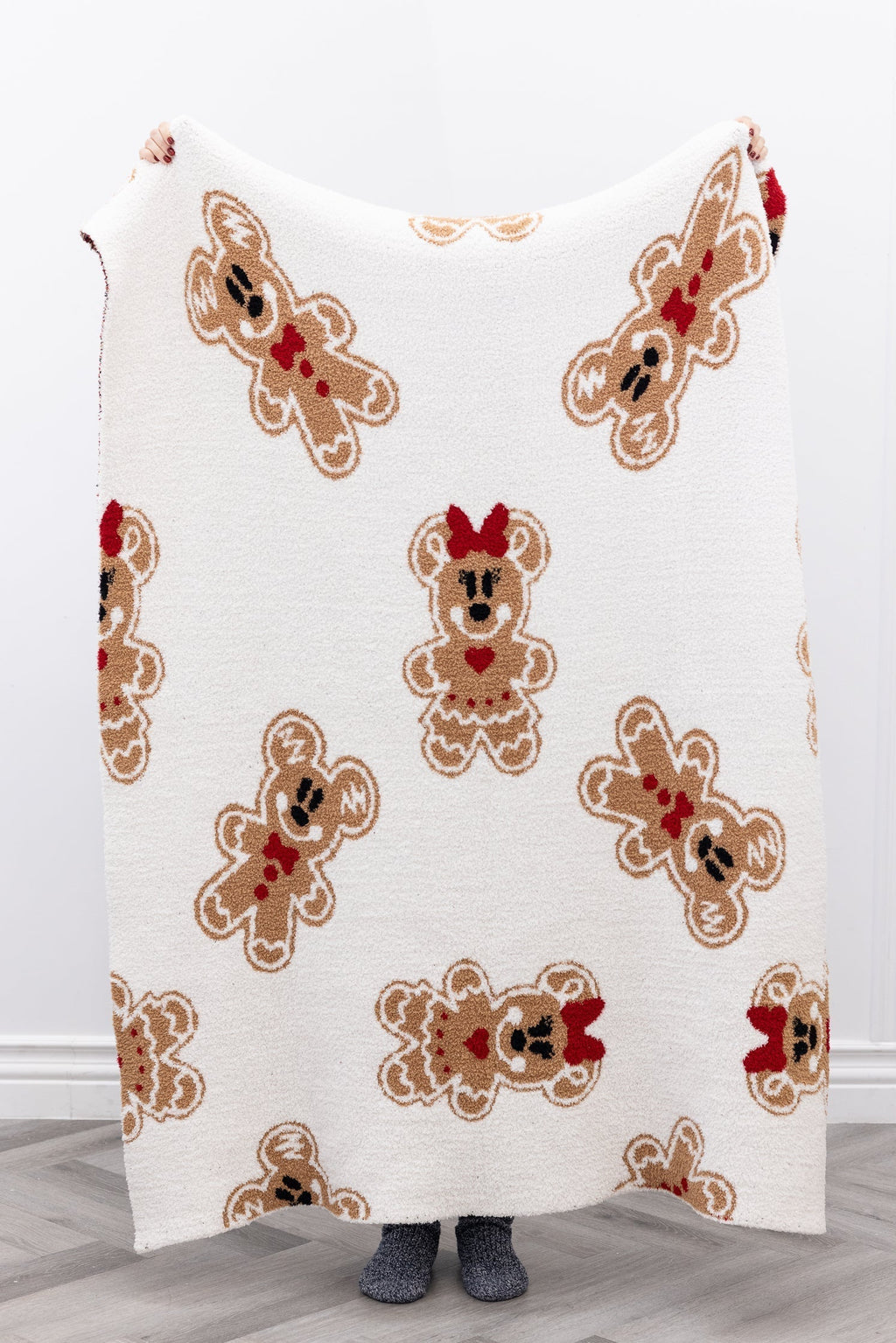 Mickey and Minnie Gingerbread Knitted Throw Blanket